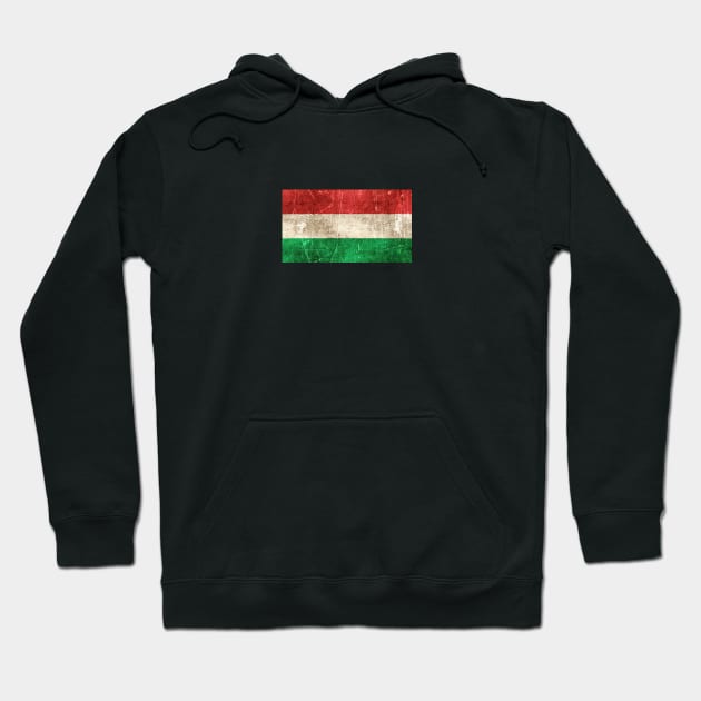 Vintage Aged and Scratched Hungarian Flag Hoodie by jeffbartels